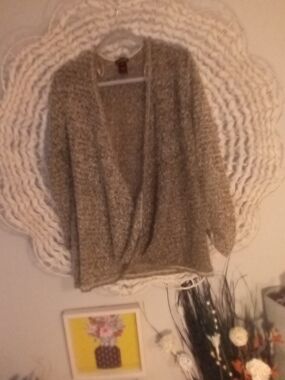 Multiples Women's Open-Front Cardigan - Taupe Mix